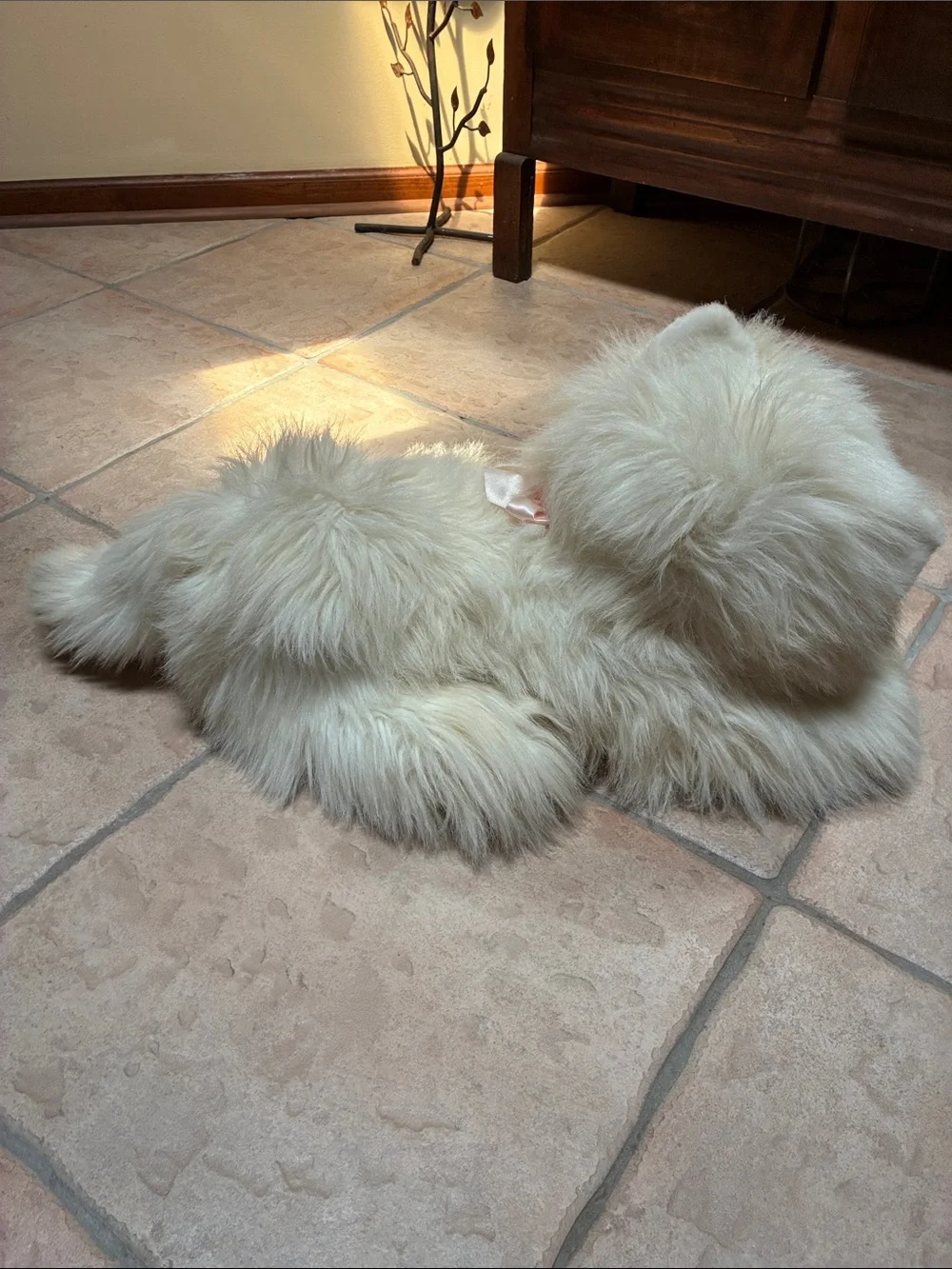 Kellytoy Cream Plush Long-Fur Persian Cat with Brown Nose